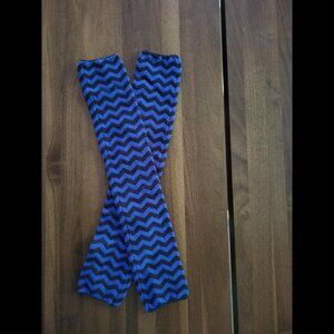 Blue and black chevron patterned leg warmers